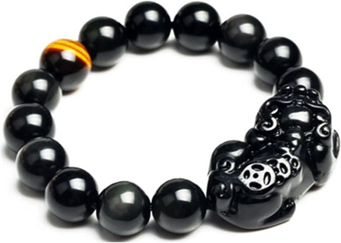 Betterdecor Feng Shui Black Obsidian Pi Yao/Pi Xiu Bracelet for Wealth