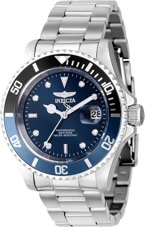 Invicta Men's Pro Diver 40mm Stainless Steel Quartz, Blue Dial Watch, Silver (Model: 43545)