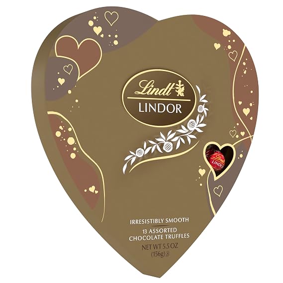 Lindt LINDOR Assorted Chocolate Truffles Heart, Valentine's Day Assorted Chocolate Candy with Truffle Center, 5.5 oz.