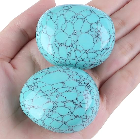Turquoise Crystal 1.6-1.8" Turquoise Gemstones Turquoise Healing Crystal Turquoise Polished Gemstone Tumbled Stone Turquoise Pocket Stone for Crystal Lovers Beginners Collectors 1pc