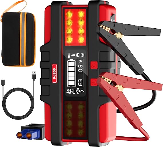 Battery Jumper Starter Portable, 2500A (12V) - Portable Booster Pack with Voltage Detection & Protection for Gas/Diesel (Up to 8.0L/6.5L)