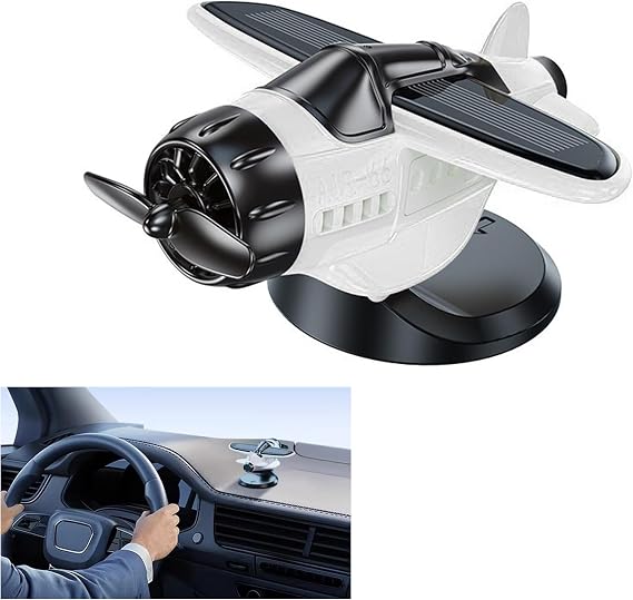 Solar-Powered Moving Airplane Car Decor(White)