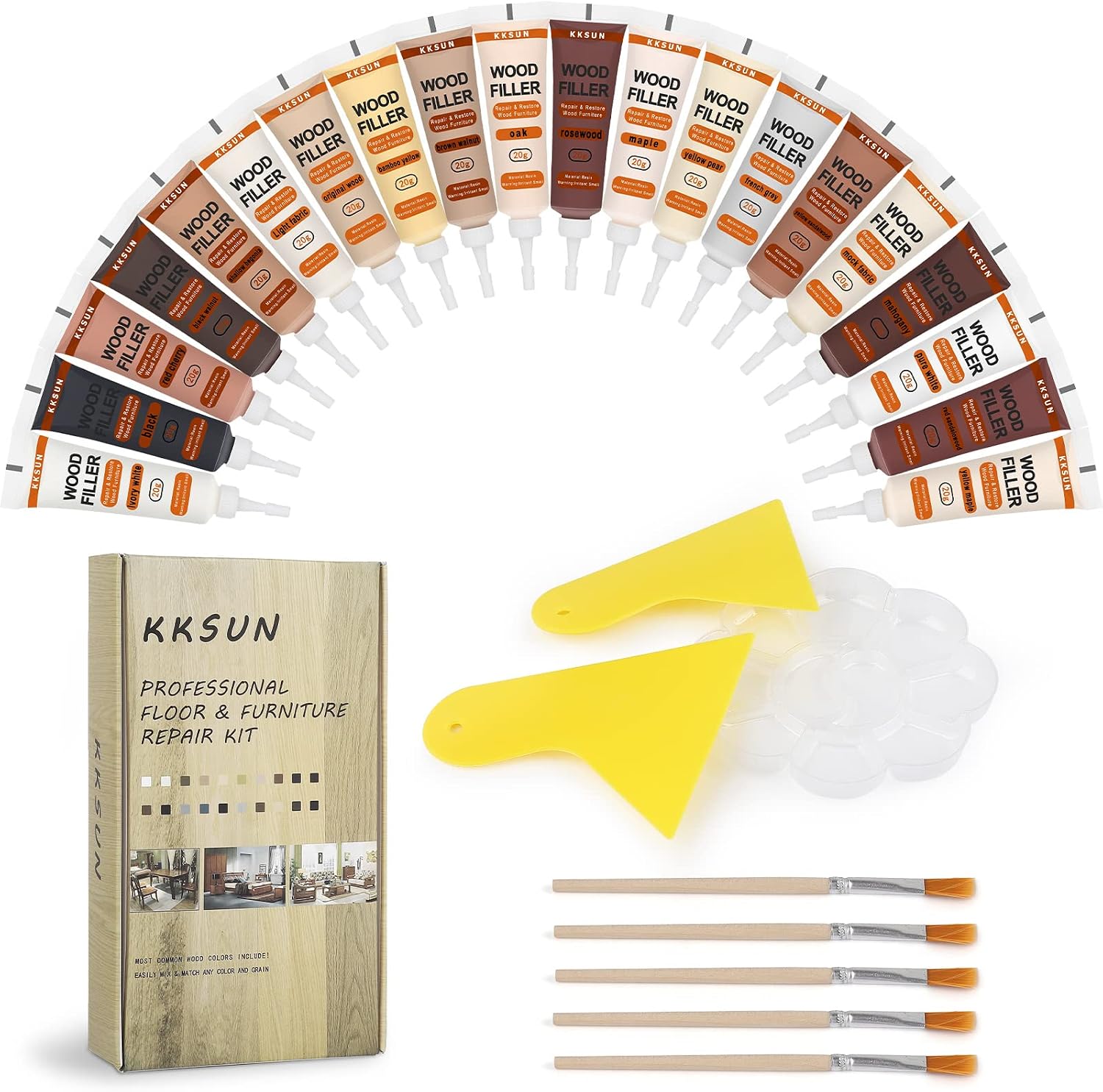 Wood Furniture Restoration Kit 20 Coloured Resin Repair Compounds Cover Surface Scratches for Stains Scratches Floors Tables Desks Bedposts Touch Ups
