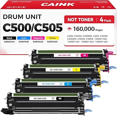 C500 C505 Drum Unit Set 4-Pack Replacement for Xerox 108R01484 108R01481 108R01482 108R01483 Imaging Unit Compatible with Xerox VersaLink C500 C500N C500DN C505 C505N C505DN C505S C505X Printer Black