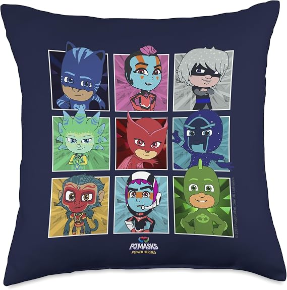 PJ Masks Power Heroes Epic Characters Group Shot Panel Logo Throw Pillow