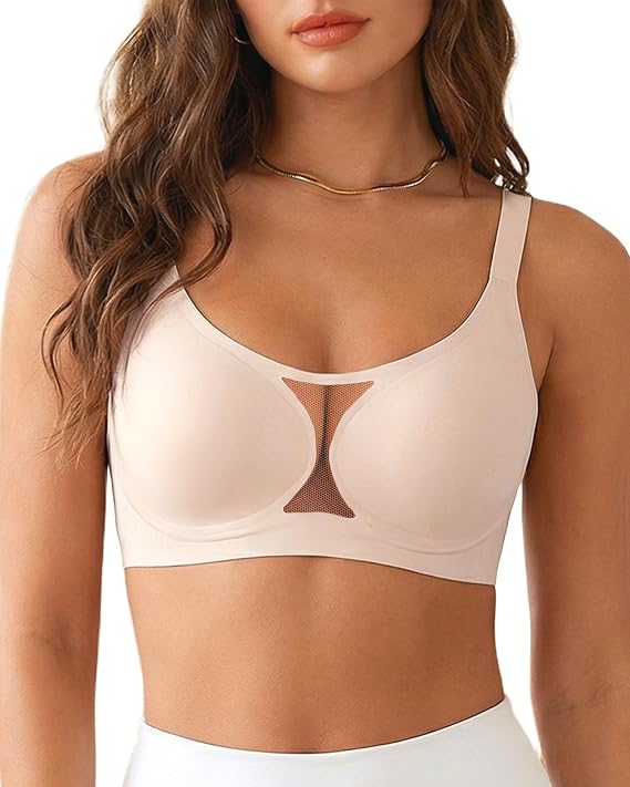 Wireless Mesh Push Up Bra for Women, Full Coverage