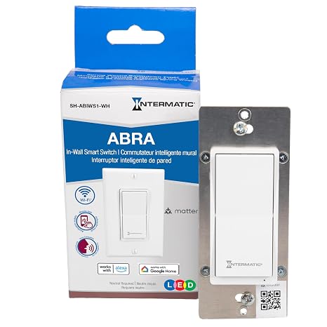 Intermatic Smart Wi-Fi Switch Matter Certified, Compatible with Alexa, Google Home & Siri, Single-Pole & 3-Way Compatible - Automate Lights & Motor Loads, 2.4 GHz Wi-Fi Only, No Hub Required
