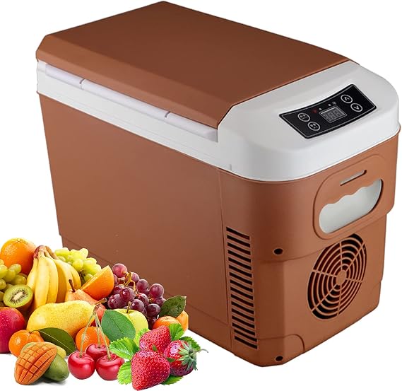 8L Hot Cold Portable Electric Cool Box Food Ice Chest Car Refrigerator AC/DC Adapter,12V / 24V / 220Vmini Drinks Fridge, for Driving, Homes, Offices