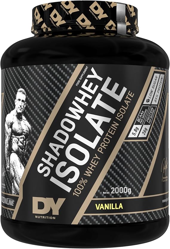DY Nutrition - Shadowhey Isolate Protein Powder 2kg | 25g Protein per Serving | 66 Servings | 7.3g of BCAAs | Cold Processing Filtered | Premium Absorption Lactose Free (Vanilla)