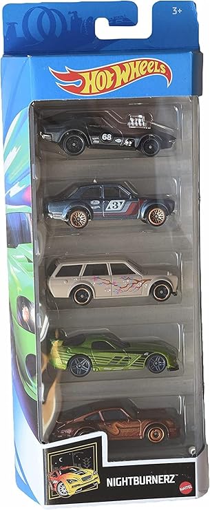 Hot Wheels Nightburnerz 5 Pack: 5 Hot Wheels Die-Cast Cars, 1:64 Scale, Car, Boys/Girls/Unisex-Children, 3+