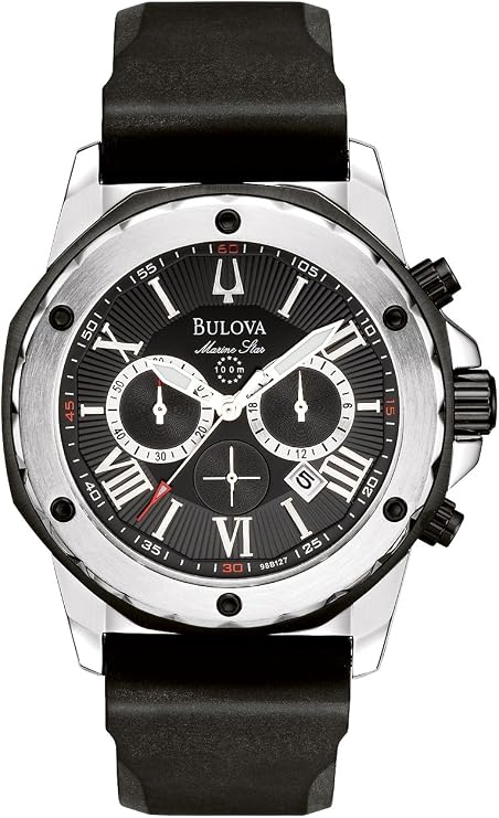 Bulova Men's 98B127 Marine Star Black Dial Strap Watch