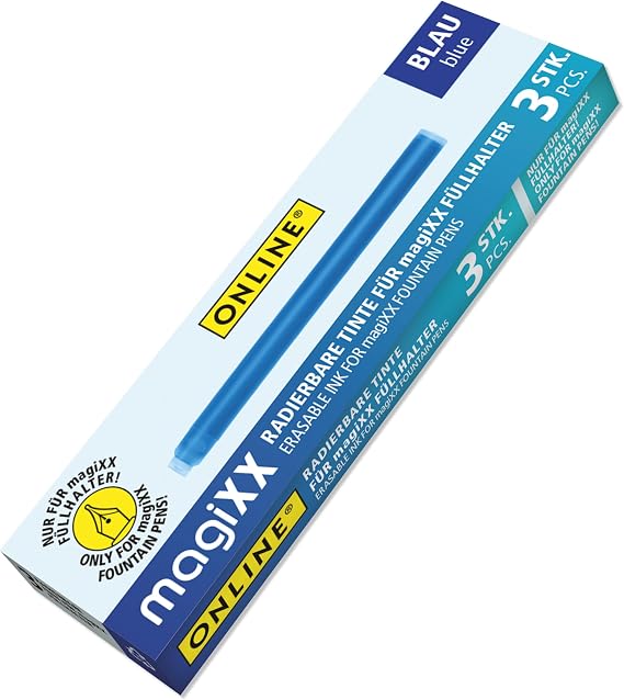 Online magiXX Erasable Ink Cartridges for MagiXX Ink Cartridge Fountain Pen I Large Refill Cartridges Royal Blue I Erasable Fountain Pen I Erasable Ink