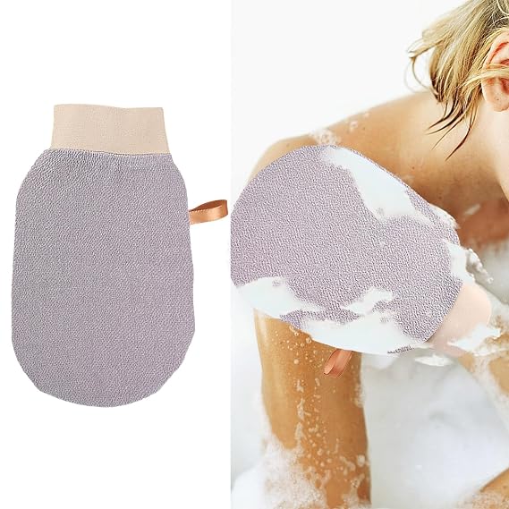 Exfoliating Glove, Deep Revive Glow Exfoliating Glove, Dual-Sided Body Scrub Mitt for Smooth Skin, Spa Quality Exfoliation, for All Skin Types (Purple)