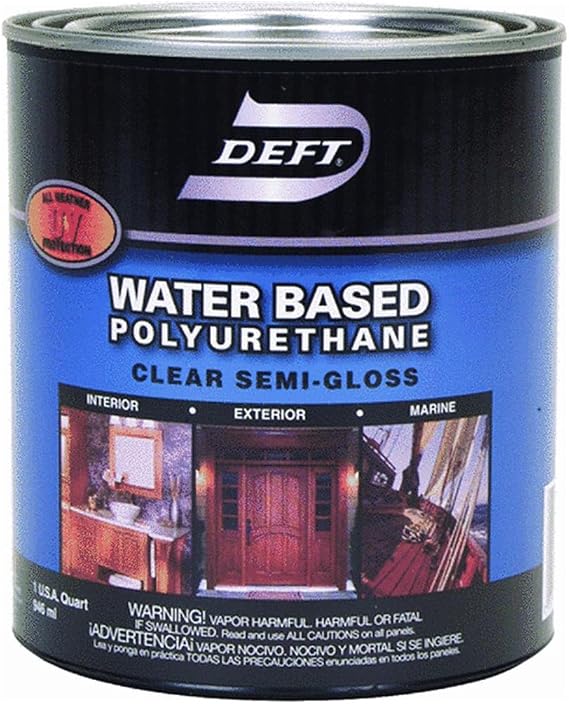 Deft Interior Exterior Water-Based Polyurethane Semi-Gloss Finish, Quart