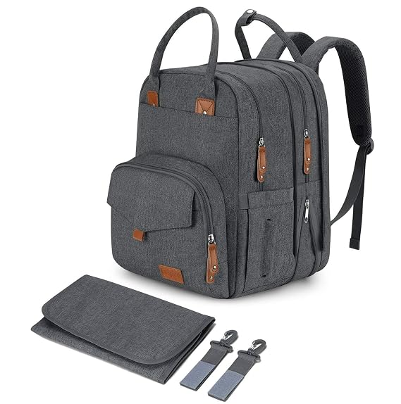 Qualyphant Extra Large Diaper Bag Backpack for 2 Kids Expandable 26-36L