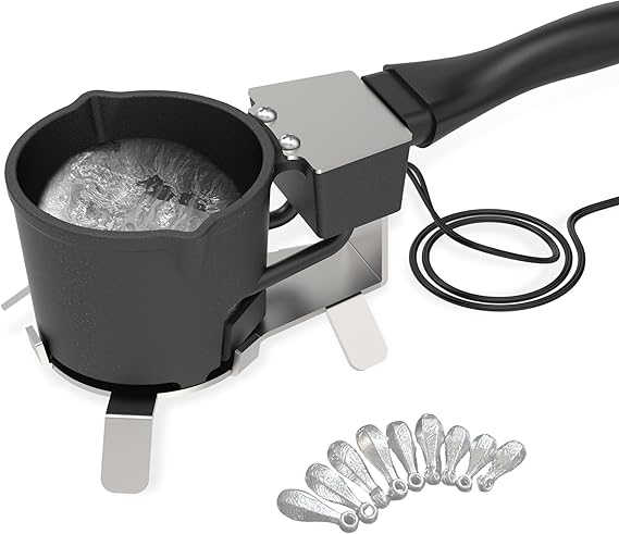Electric Lead Melting Pot, 5lb Capacity Metal Smelter for Fishing Weights & Bullet Casting Molds, Quick-Heating Lead Furnace with Durable Cast Iron Pot and Stainless Steel Base