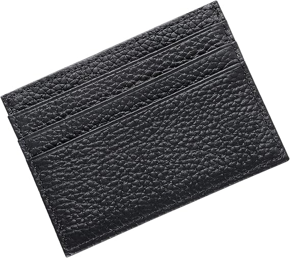 Black Leather Card for Men, Credit Card Holder Wallet, Ultra Thin Leather Debit Card Holder, Thin Minimalist Card Holder, for Men and Women