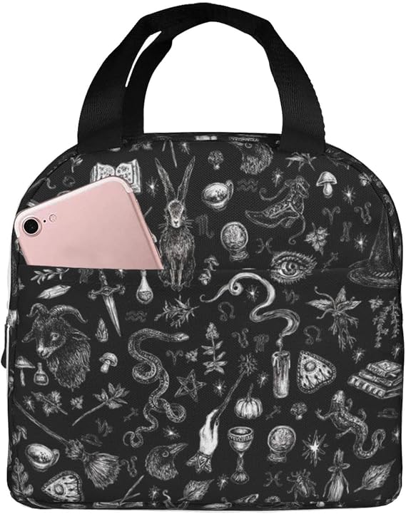 Salem Witch In Black Insulated Lunch Bag For Women Men Reusable Durable Waterproof Lunch Box Thermal Cooler Tote Bag For Work School Travel Picnic