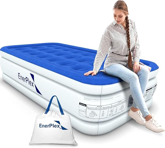 EnerPlex Twin Air Mattress with Built-in Pump, 16" Raised Inflatable Bed