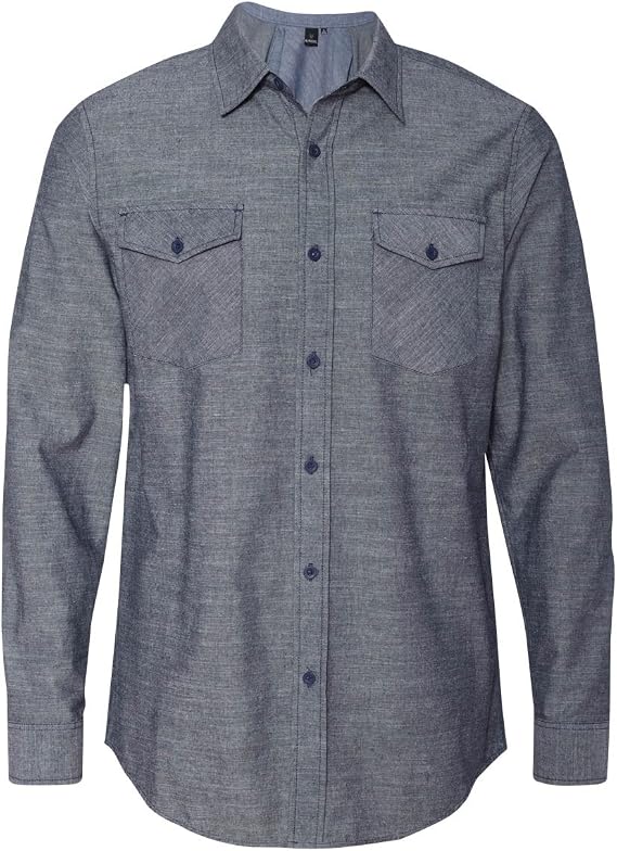 Burnside Men's 8255 Chambray Long Sleeve Button Up Shirt