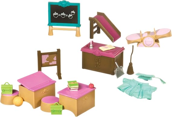 Li'l Woodzeez – Classroom & Playground Set – Miniature Dollhouse Furniture & Accessories – Make-Believe – Gift Toys for Kids 3 and Up