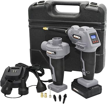 NuMax SH16VIPK 16V Cordless Tire Inflator and Air Pump Kit with Accessories, Charger, and Case
