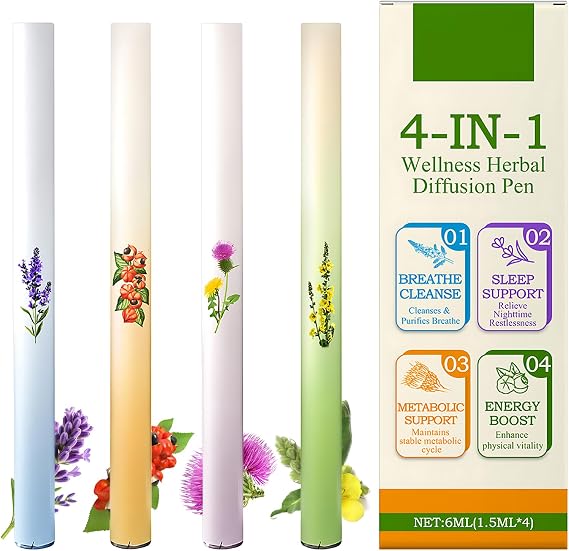 4Pcs Herbal Diffuser Pen, Freshens Breath, Resting Relaxation