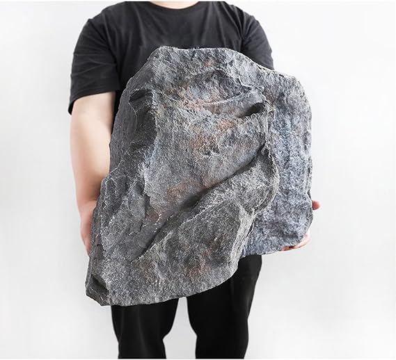 Faux Rock Cover(Non-Hollow),Outdoor Fake Rocks, Well Covers for Yard Decorative,Realistic Natural Texture,PU Foam Fake Rocks for Landscaping Yard Decor,Artificial Landscape Enclosure Stone(Gray,10)