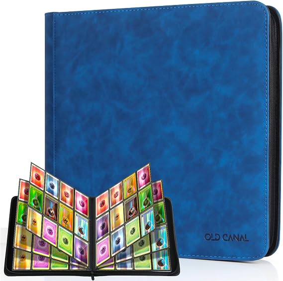 Trading Card Album, Card Scrapbook with 12 Compartments for up to 720 Cards, Portable Zip Binder, Cards Binder for MTG, TCG, Baseball Cards (Sapphire Blue)