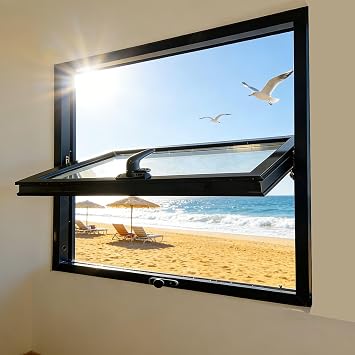 36x22 Adjustable Ventilation Windows,360Degree Rotation, Bathroom - Customizable Size - Black