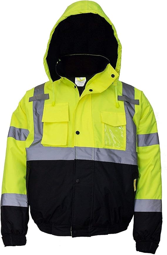 WJ9011/12 Men's ANSI Class 3 High Visibility Bomber Safety Jacket, Waterproof