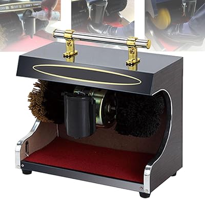 Shoe Polisher Machine Fully Automatic,Electric Shoe Buffer Dust Removal Polishing Electric Leather Shoe Shine Machine with Double Combination BrushBlack