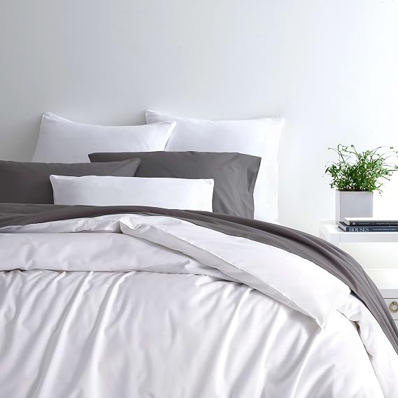 Pine Cone Hill Essential Percale White Solid Cotton Duvet Cover, Twin