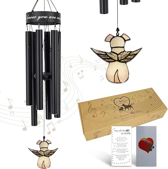 Pet Memorial Wind Chimes for Dogs, 30 Inches Paw Print Pet Remembrance Gift