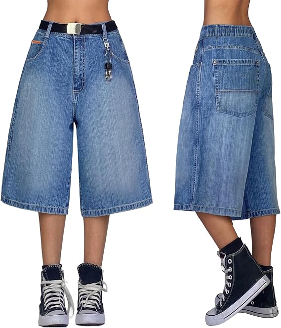 EMMIOL Baggy Jorts for Women Wide Leg Denim Shorts