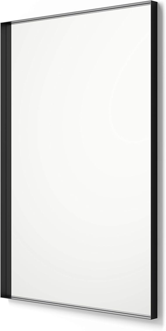 Better Bevel 30" x 40" Rectangle Framed Mirror | Bathroom Wall Mirror | Made in USA | Steel Frame, Black Finish