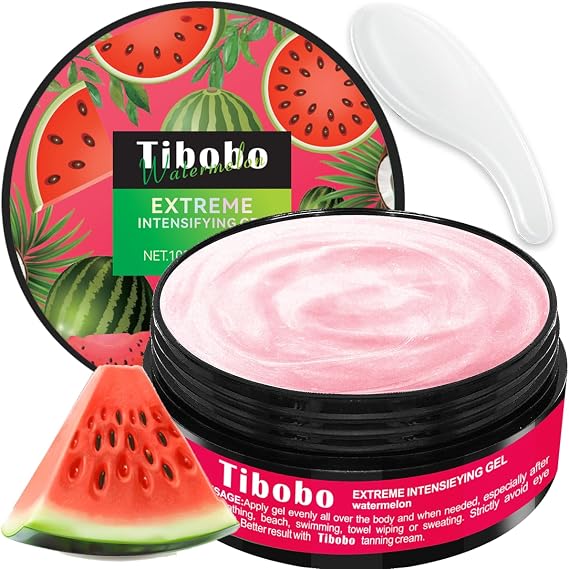 Sunbed Tanning Accelerator, 100gl Tanning Moisturiser Gel, Extreme Intensifying Sunbed Cream Accelerator with Natural Formula, Long-Lasting Hydration Sun Tan Lotion for Sun & Sunbeds (Watermelon)