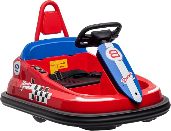 Aosom Toddler Bumper Car 360 Rotation 6V Ride On for 18-48 Months Red