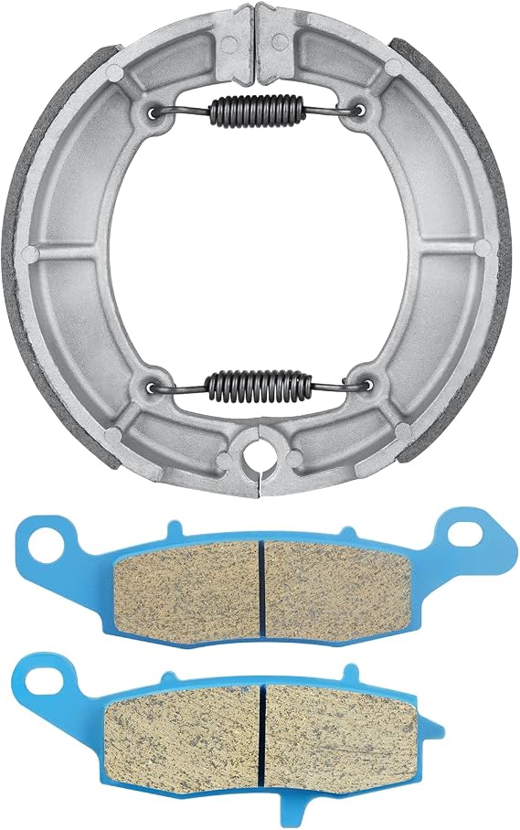 Front Brake Pads and Rear Brake Shoes for Kawasaki VN800 B Vulcan Classic 1996-2005 Drum Brake Parking Shoes