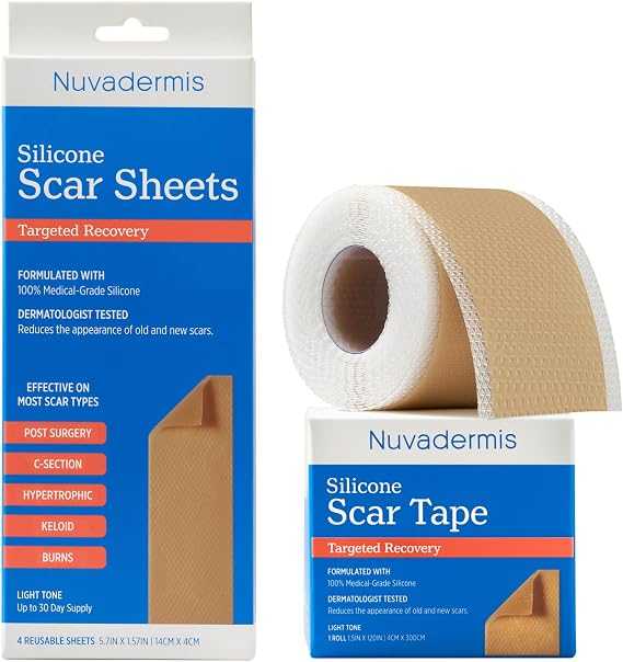 Nuvadermis Scar Sheets & Tape Bundle - 60-Day Supply for Comprehensive Scar Treatment