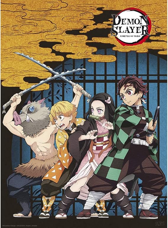 ABYSTYLE Demon Slayer Kimetsu No Yaiba Group Unframed Mini Poster 15" x 20.5" Features Tanjiro, Nezuko, Zenitsu & Inosuke Anime Manga Wall Art Room Decor