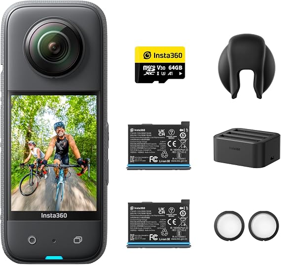 Insta360 X3 Endurance Bundle - Waterproof 360° Action Camera with 1/2 Inch Sensor 5.7K 360° 72MP 360° Photos Stabilization 2.29 Inch Touch Screen Vibration Feedback AI Editing Live Streaming