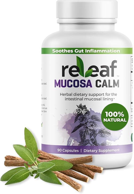 MucosaCalm Herbal Supplement for Digestive Health Support | Vegan Formula | 90 Capsules