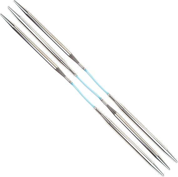 skacel by addi Flexiflips Basic Double Pointed Knitting Needles, 8 Inch (20 cm) Plated Brass Tips with Flexible Nylon Cord, 5 mm (US Size 8)