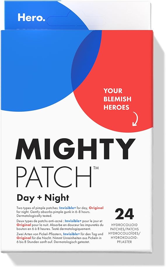 Hero Mighty Pimple Patches Day + Night Hydrocolloid Spot Patches, 24 Count