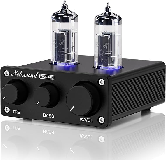 Nobsound Mini HiFi Tube Preamp: Class A Stereo Audio Preamplifier with Bass & Treble Control for Home Stereo Amplifier, Active Speaker, Desktop Audio Systems (TUBE-T4C)