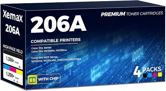 206A Toner Cartridges 4 Pack Compatible with HP 206A 206X