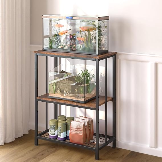 10-20 Gallon Fish Tank Stand, 3-Tier Metal 20 Gallon Aquarium Stand