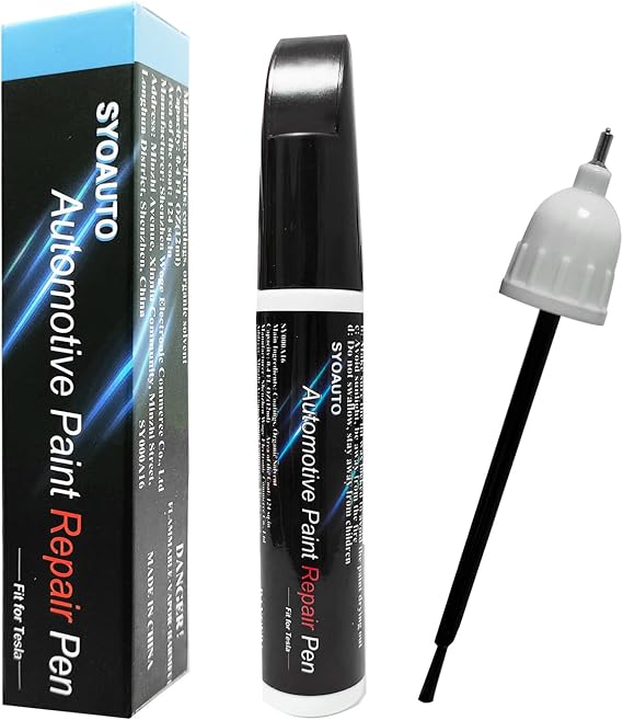 SYOAUTO Black PBSB Touch Up Paint for Tesla Model Y 3 X S Car Touch Up Paint Pen 0.4 oz Automotive Scratch Repair Pen Brush and Tip 2 in 1 Pen (Black PBSB)