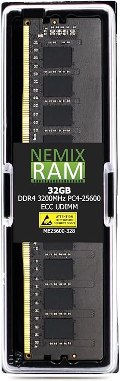 NEMIX RAM 32GB (1X32GB) DDR4 3200MHz PC4-25600 2Rx8 1.2V CL22 288-PIN ECC Unbuffered UDIMM